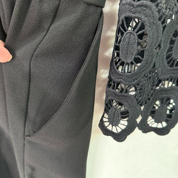 Eloquii Black Long Sleeve Lace Bodice Wide Leg Jumpsuit Size 18 NWT Elegant - Picture 12 of 12